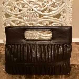 Express black clutch handbag